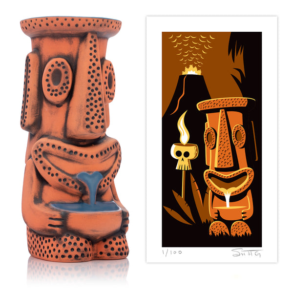 "The Cool Drooler" Tiki Mug & Fine Art Print | "Shag Store" Orange Edition | Tonga Hut's 65th Anniversary Mug