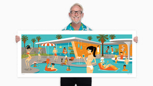 "Palm Springs Pool Party" Fine Art Print with Shag (Josh Agle) | The Shag Store