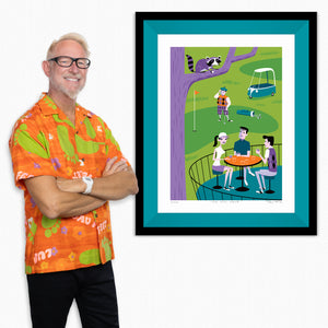 "The 13th Hole" Framed Fine Art Print with Shag (Josh Agle) | Jade Green Liner | The Shag Store