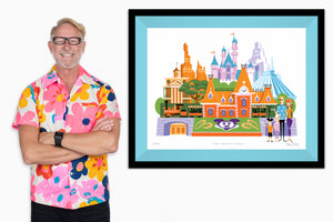 "The Happiest Place" Framed Fine Art Print with Shag (Josh Agle) | Disneyland | Robin Egg Liner | The Shag Store
