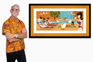 "The Insolent Swan" Framed Fine Art Print with Shag (Josh Agle) | Gold Liner | The Shag Store