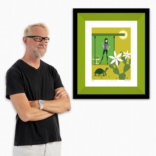 "The Lost Tortoise" Framed Fine Art Print with Shag (Josh Agle) | Lime Liner | The Shag Store