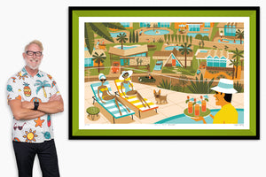 "This is Palm Springs" Framed Fine Art Print with Shag (Josh Agle) | Lime Liner | The Shag Store