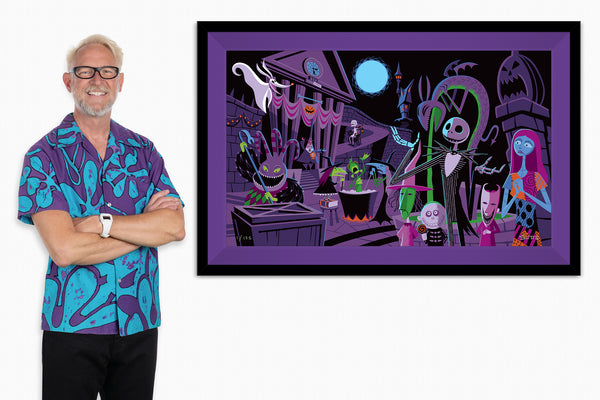"When the Full Moon Starts to Climb" Framed Fine Art Print | Tim Burton's "The Nightmare Before Christmas" with Shag (Josh Agle) | © Disney | Purple Liner | The Shag Store