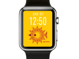"Pufferfish 2" | Yellow Background | Shag iWatch Wallpaper | Shag (Josh Agle) | The Shag Store