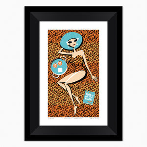 "Summer Reading” Framed Fine Art Print | Shag (Josh Agle) | Black Liner | The Shag Store