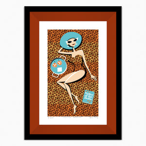 "Summer Reading” Framed Fine Art Print | Shag (Josh Agle) | Cinnamon Liner | The Shag Store
