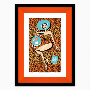 "Summer Reading” Framed Fine Art Print | Shag (Josh Agle) | Tangerine Liner | The Shag Store