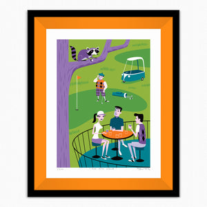 "The 13th Hole" Framed Fine Art Print | Shag (Josh Agle) | Orange Liner | The Shag Store