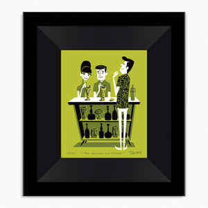 "The Abysmal Bartender" Framed Fine Art Print | Shag (Josh Agle) | Black Liner | The Shag Store