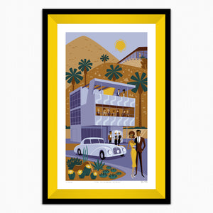 "The Aluminaire Affair" Framed Fine Art Print | Frey & Kocher's Aluminaire House | Shag (Josh Agle) | Corn Yellow Liner | The Shag Store