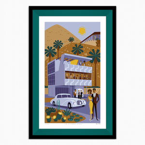 "The Aluminaire Affair" Framed Fine Art Print | Frey & Kocher's Aluminaire House | Shag (Josh Agle) | Emerald Liner | The Shag Store