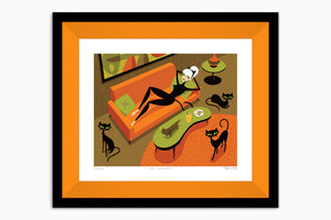 "The Copycat" Framed Fine Art Print | Shag (Josh Agle) | Orange Liner | The Shag Store