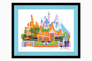 "The Happiest Place" Framed Fine Art Print | Disneyland | Robin Egg Liner | Shag (Josh Agle) | The Shag Store