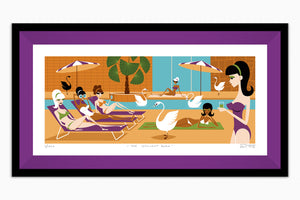 "The Insolent Swan" Framed Fine Art Print | Shag (Josh Agle) | Dark Violet Liner | The Shag Store