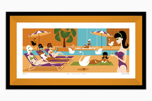 "The Insolent Swan" Framed Fine Art Print | Shag (Josh Agle) | Gold Liner | The Shag Store