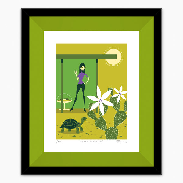 "The Lost Tortoise" Framed Fine Art Print | Lime Liner | Shag (Josh Agle) | The Shag Store