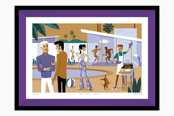 "The Prime Movers” Framed Fine Art Print | Shag (Josh Agle) | Dark Violet Liner | The Shag Store