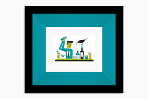 "The Shaker II" Framed Fine Art Print | Shag (Josh Agle) | Turquoise Liner | The Shag Store