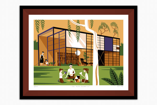 "The Third Generation" Framed Fine Art Print | The Eames House | Shag (Josh Agle) | Cocoa Liner | The Shag Store