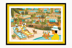 "This is Palm Springs" Framed Fine Art Print | Shag (Josh Agle) | Corn Yellow Liner | The Shag Store