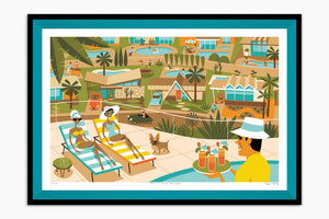 "This is Palm Springs" Framed Fine Art Print | Shag (Josh Agle) | Jade Green Liner | The Shag Store