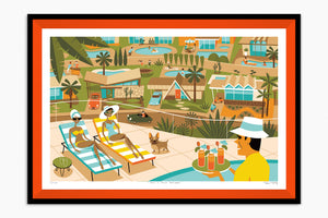 "This is Palm Springs" Framed Fine Art Print | Shag (Josh Agle) | Tangerine Liner | The Shag Store
