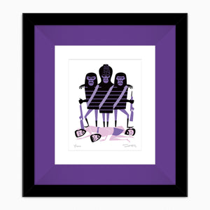 "Three Gorillas" Framed Fine Art Print | Planet of the Apes | Shag (Josh Agle) | Purple Liner | The Shag Store