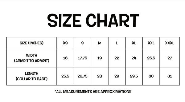 Size Chart"Tropika" Tikiyaki Orchestra Aloha Shirt | Shag (Josh Agle) | Size Chart | The Shag Store