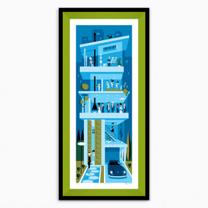 "Villa Verticale" Framed Fine Art Print | Shag (Josh Agle) | Lime Liner | The Shag Store