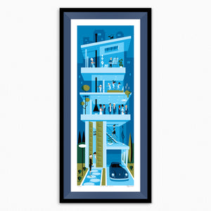 "Villa Verticale" Framed Fine Art Print | Shag (Josh Agle) | Windsor Liner | The Shag Store