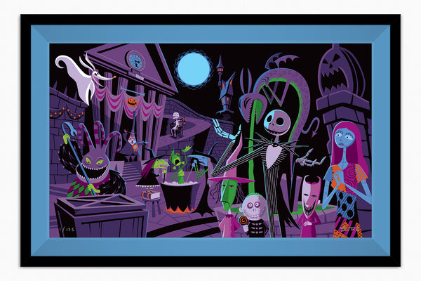 "When the Full Moon Starts to Climb" Framed Fine Art Print | Tim Burton's "The Nightmare Before Christmas" | Shag (Josh Agle) | © Disney | Copen Liner | The Shag Store