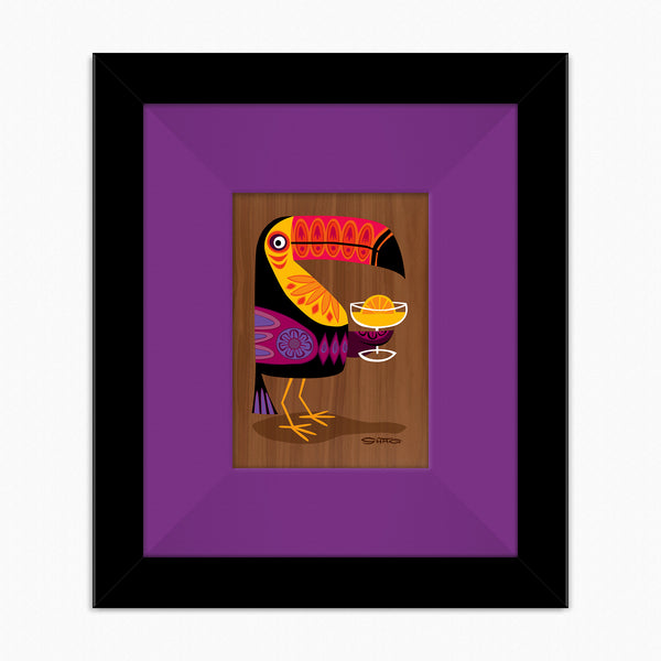 "Toucan" Fine Art Print on Wood | Cocktail Birds of Wonderland