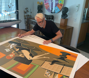 "Bati Mon Nid" Fine Art Print signing by Josh Agle, aka Shag