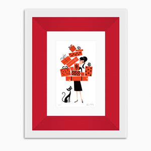 "The Twelfth Box" Fine Art Print | Shag (Josh Agle) | White Frame with Red Liner | The Shag Store
