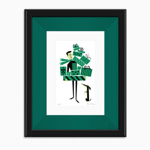 "The Thirteenth Box" Framed Fine Art Print | Shag (Josh Agle) | Black Frame with Holly Liner | The Shag Store