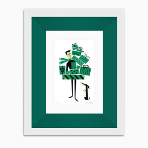 "The Thirteenth Box" Framed Fine Art Print | Shag (Josh Agle) | White Frame with Holly Liner | The Shag Store