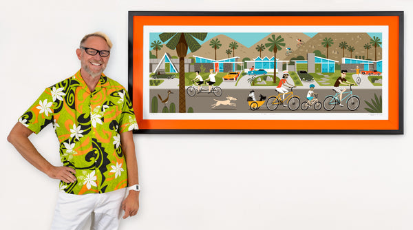 "35 Wheels" Framed Fine Art Print with Shag (Josh Agle) | Tangerine Liner | The Shag Store