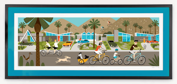 "35 Wheels" Framed Fine Art Print | Shag (Josh Agle) | Turquoise Liner | The Shag Store