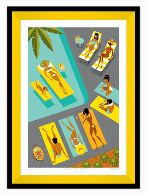"86 in the Shade" Framed Fine Art Print | Shag (Josh Agle) | Corn Yellow Liner | The Shag Store