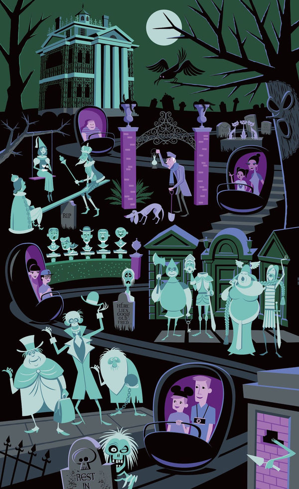 "999 Happy Haunts" Fine Art Print | Disneyland's Haunted Mansion | Officially Licensed © Disney | Shag (Josh Agle) | The Shag Store