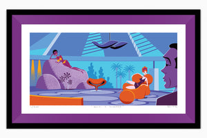 "Bambi and Thumper" Framed Fine Art Print | James Bond "Diamonds are Forever" | Shag (Josh Agle) | Dark Violet Liner | The Shag Store