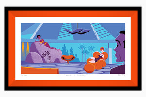 "Bambi and Thumper" Framed Fine Art Print | James Bond "Diamonds are Forever" | Shag (Josh Agle) | Tangerine Liner | The Shag Store
