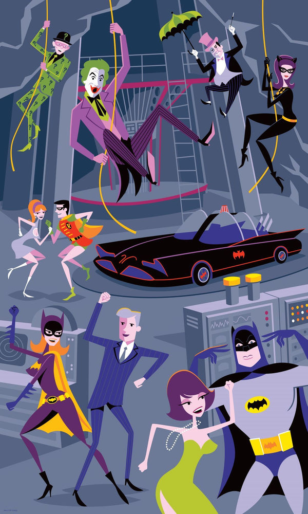 "Batcave Breach 1" Fine Art Print | © DC Comics Batman | Gray Colorway