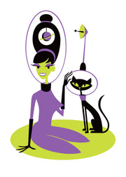 "Cosmic Kitten" Framed Fine Art Print | Shag (Josh Agle) | The Shag Store