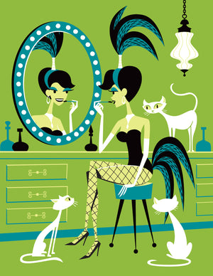 "Delphine 1" Fine Art Print | Shag (Josh Agle) | Green Colorway | The Shag Store