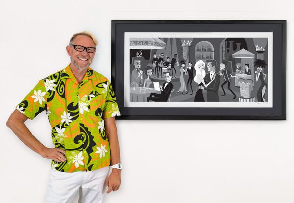 "Dolce, Dolce, Dolce" Framed Fine Art Print with Shag (Josh Agle) | Framed in Charcoal | The Shag Store