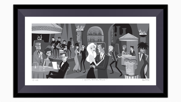 "Dolce, Dolce, Dolce" Framed Fine Art Print by Shag (Josh Agle) | Framed in Charcoal | The Shag Store