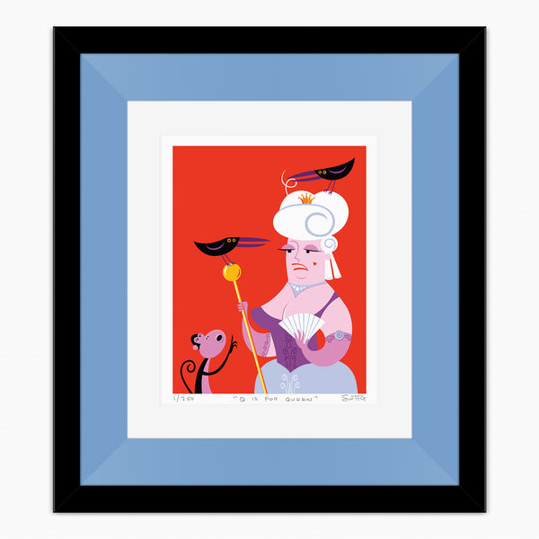 "Q is for Queen" Framed Fine Art Print | Shag (Josh Agle) | Candy Blue Liner | The Shag Store