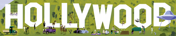 "The Moving Picture" Fine Art Print | Hollywood Sign's 100th Anniversary | ©️ Hollywood Chamber of Commerce | Shag (Josh Agle) | The Shag Store